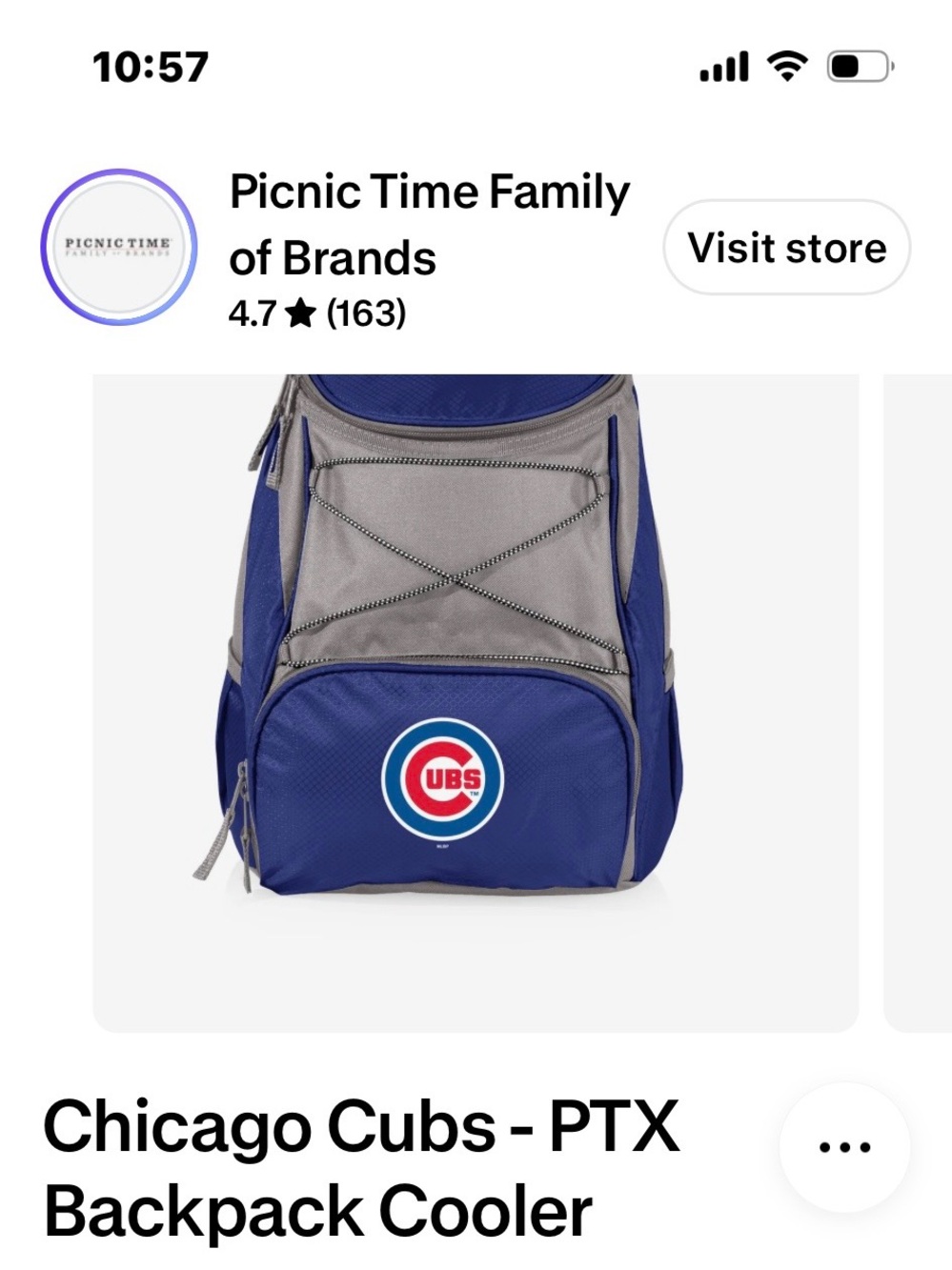 Picnic Time Chicago Cubs PTX Blue and Gray Backpack Cooler